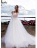 Beaded Lace Tulle Wedding Dress With Detachable Sleeves Beaded Lace Tulle Wedding Dress With Detachable Sleeves